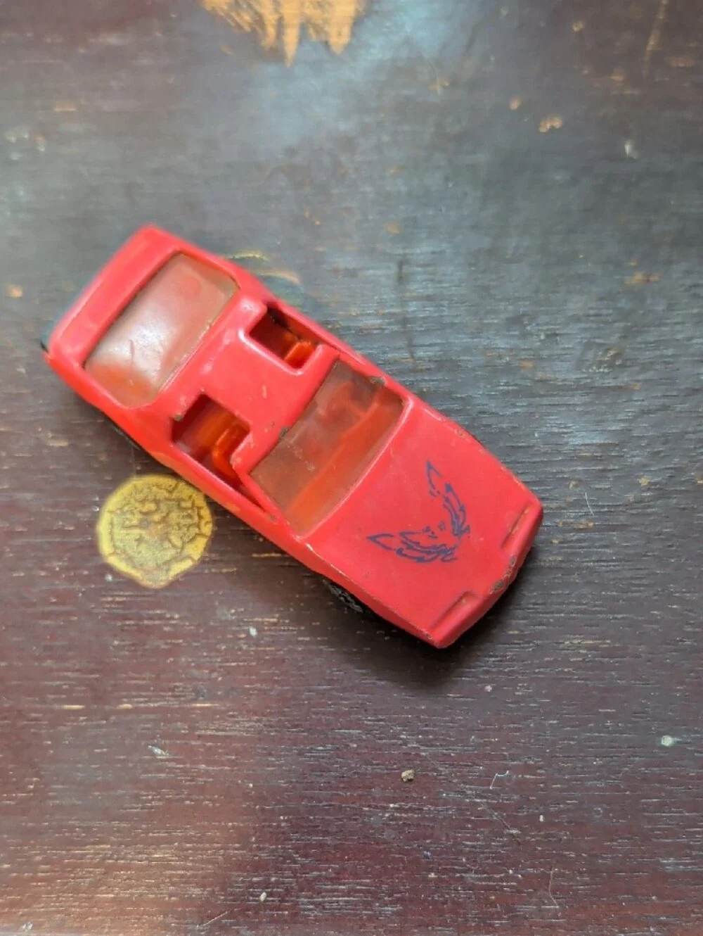 Vintage Pink/Red Kids Toy Sports Car - Die-Cast Model 1980s